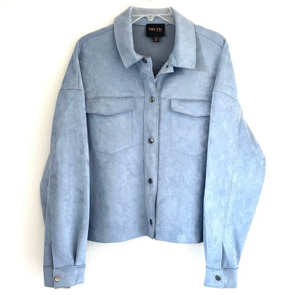 Truth Jackets & Blazers - EUC Truth by Republic Blue Faux Suede Jacket